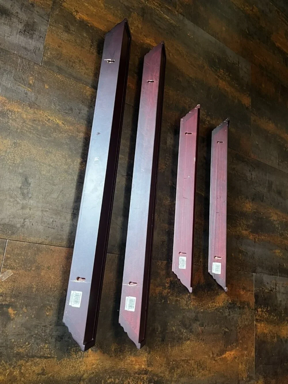 Set of Burnes of Boston Mahogany Wood Ledge Wall Display Shelves 2 Large/2 Small